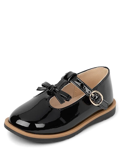 Toddler Girls Bow T-Strap Mary Jane Shoes