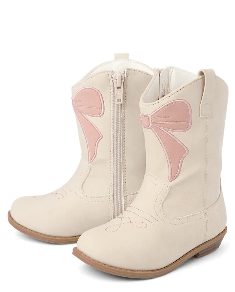 Toddler Girls Embroidered Bow Cowgirl Boots