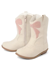 Toddler Girls Embroidered Bow Cowgirl Boots