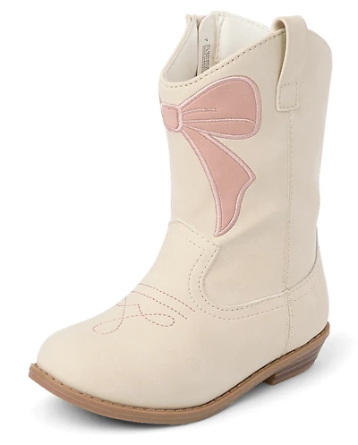 Toddler Girls Embroidered Bow Cowgirl Boots