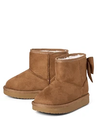 Toddler Girls Bow Teddy Boots