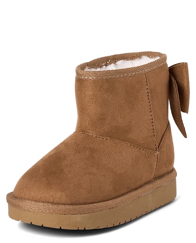 Toddler Girls Bow Teddy Boots