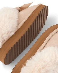 Toddler Girls Shimmer Bow Teddy Slip Ons