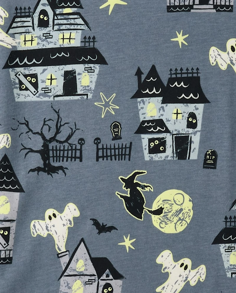 Adult Matching Family Glow Haunted House Cotton Pajamas