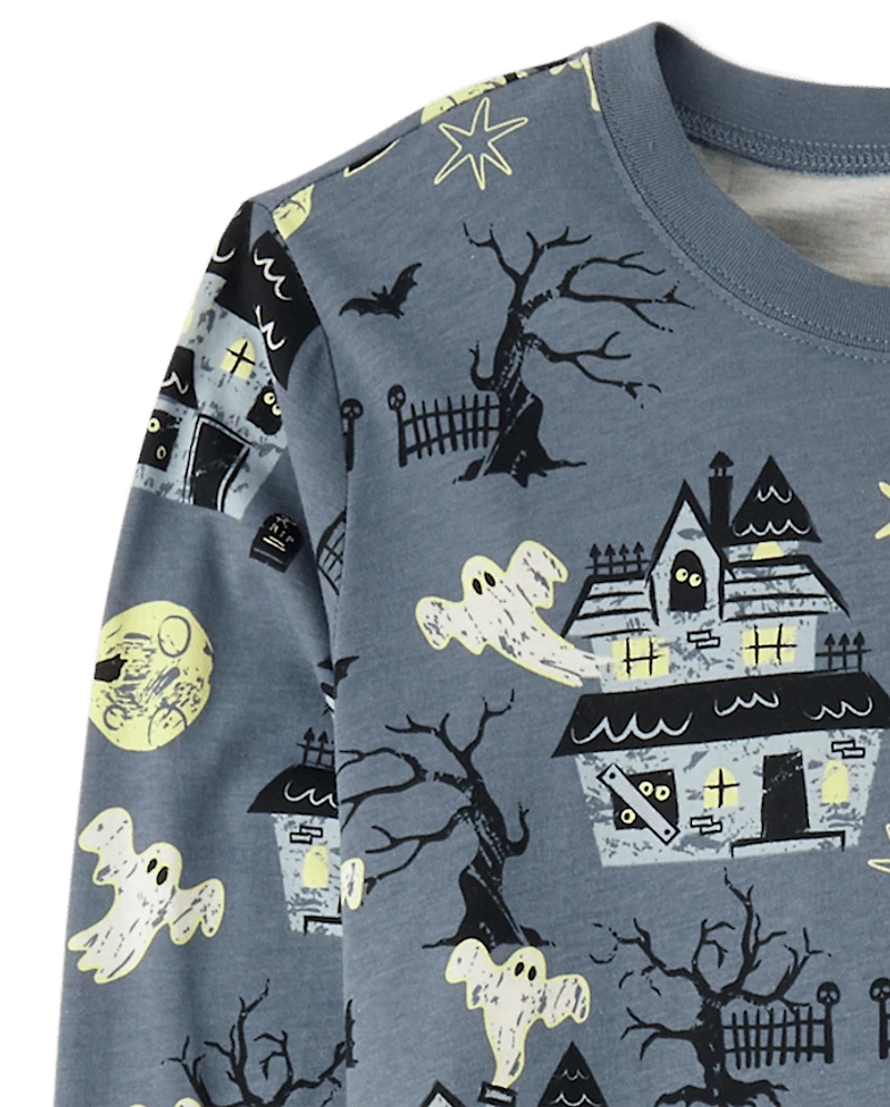 Adult Matching Family Glow Haunted House Cotton Pajamas