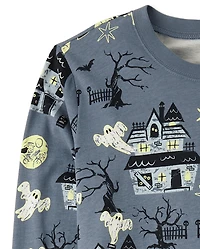 Adult Matching Family Glow Haunted House Cotton Pajamas