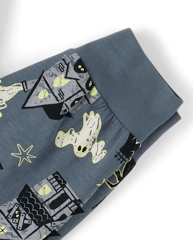 Pyjamas en coton assortis pour adultes, motif maison hantée, toute la famille