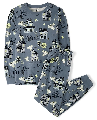 Adult Matching Family Glow Haunted House Cotton Pajamas
