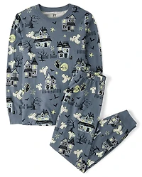 Adult Matching Family Glow Haunted House Cotton Pajamas