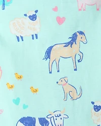 Baby And Toddler Girls Farm Animals Snug Fit Cotton Footed One Piece Pajamas