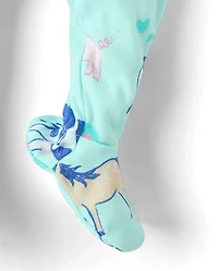 Baby And Toddler Girls Farm Animals Snug Fit Cotton Footed One Piece Pajamas