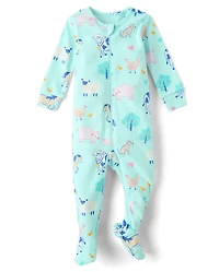 Baby And Toddler Girls Farm Animals Snug Fit Cotton Footed One Piece Pajamas