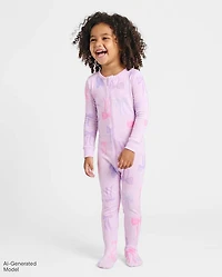 Baby And Toddler Girls Bow Snug Fit Cotton Footed One Piece Pajamas