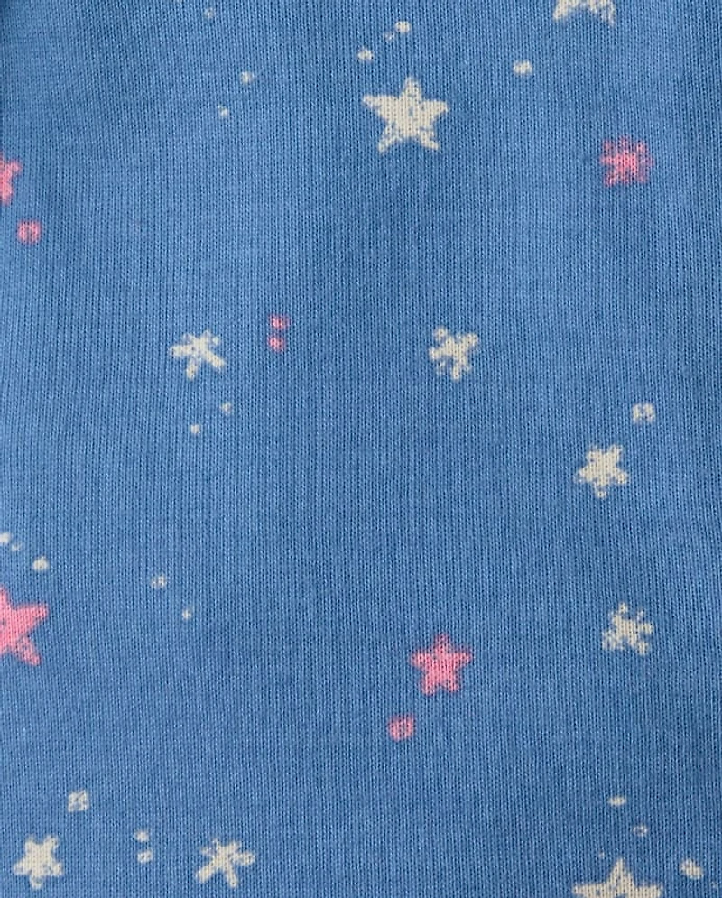 Baby And Toddler Girls Star Snug Fit Cotton Footed One Piece Pajamas