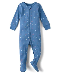 Baby And Toddler Girls Star Snug Fit Cotton Footed One Piece Pajamas