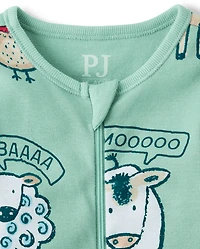 Baby And Toddler Boys Farm Animals Snug Fit Cotton Footed One Piece Pajamas