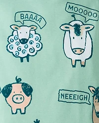 Baby And Toddler Boys Farm Animals Snug Fit Cotton Footed One Piece Pajamas