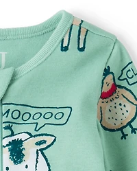 Baby And Toddler Boys Farm Animals Snug Fit Cotton Footed One Piece Pajamas