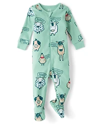 Baby And Toddler Boys Farm Animals Snug Fit Cotton Footed One Piece Pajamas