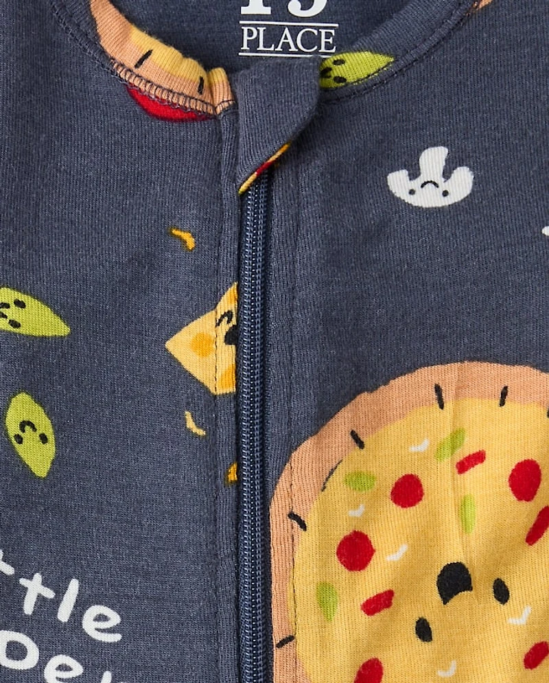 Baby And Toddler Pizza Snug Fit Footed One Piece Pajamas - Super Soft