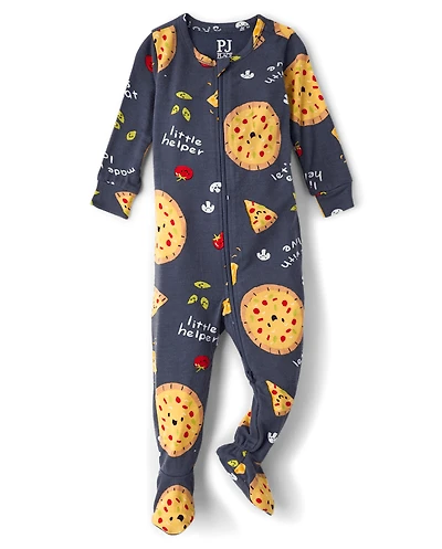 Baby And Toddler Pizza Snug Fit Footed One Piece Pajamas - Super Soft