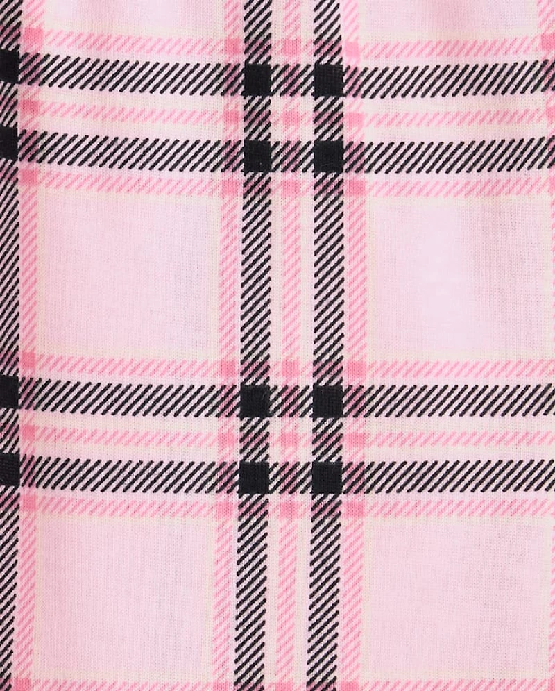 Girls Plaid Snug Fit Cotton Henley Pajamas