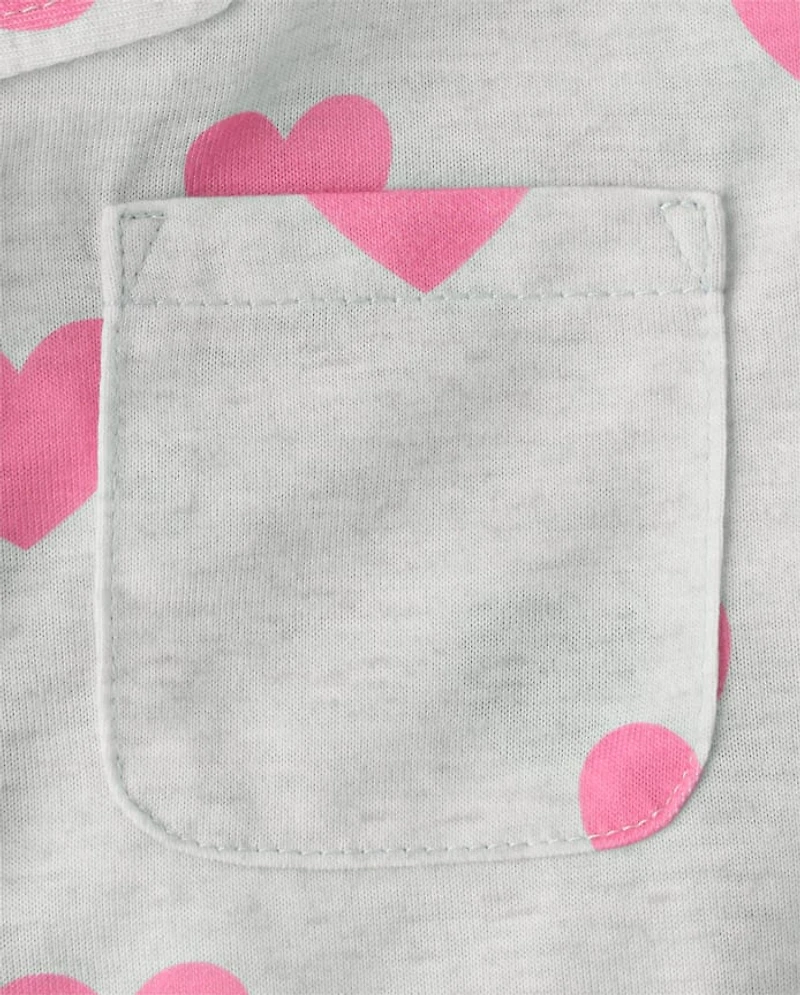 Girls Heart Button Front Pajamas