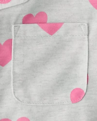 Girls Heart Button Front Pajamas