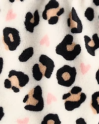 Girls Leopard Heart Pajama Shorts - Cozy Fleece