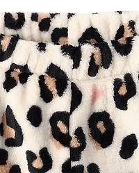 Girls Leopard Heart Pajama Shorts - Cozy Fleece