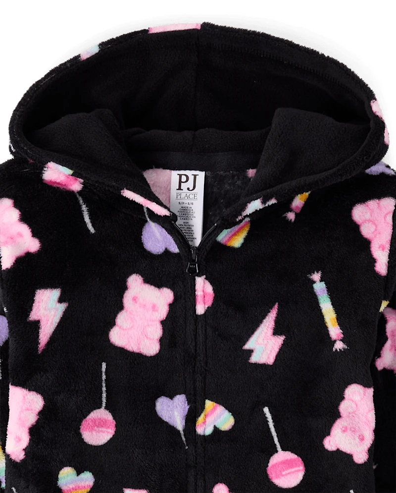 Girls Candy One Piece Pajamas - Cozy Fleece