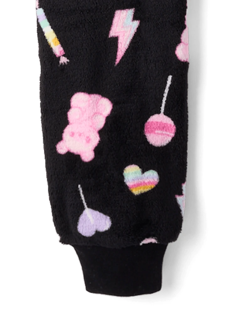 Girls Candy One Piece Pajamas - Cozy Fleece
