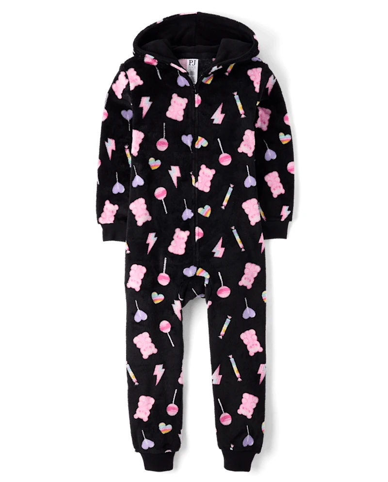 Girls Candy One Piece Pajamas - Cozy Fleece