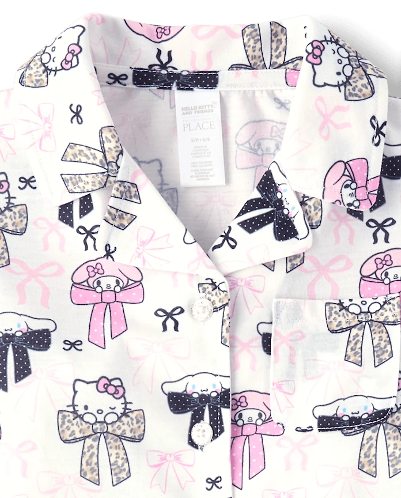 Girls Hello Kitty® And Friends Bow Button Front Pajamas