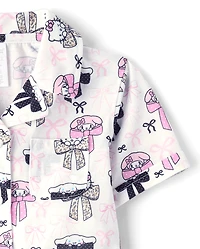 Girls Hello Kitty® And Friends Bow Button Front Pajamas