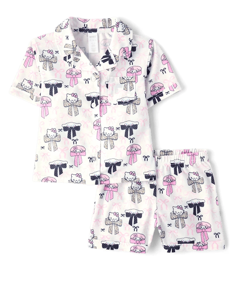 Girls Hello Kitty® And Friends Bow Button Front Pajamas
