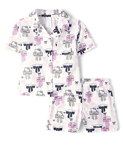 Girls Hello Kitty® And Friends Bow Button Front Pajamas