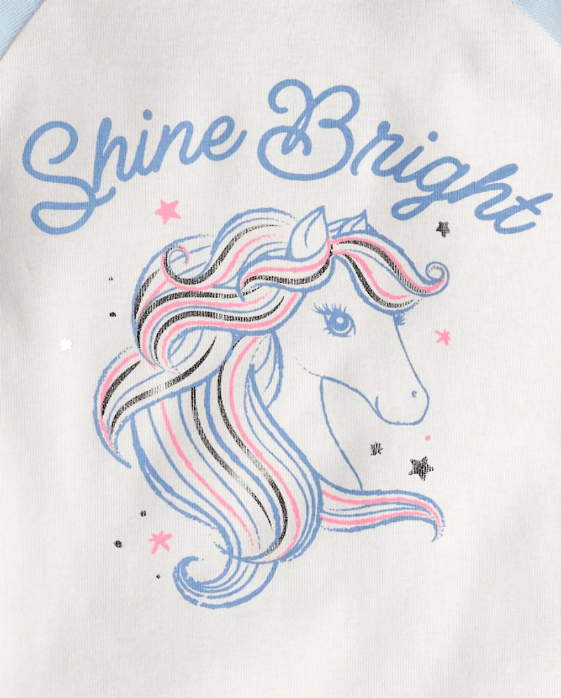 Girls Foil Pny Snug Fit Cotton Pajamas