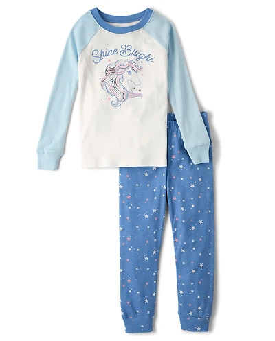 Girls Foil Pny Snug Fit Cotton Pajamas