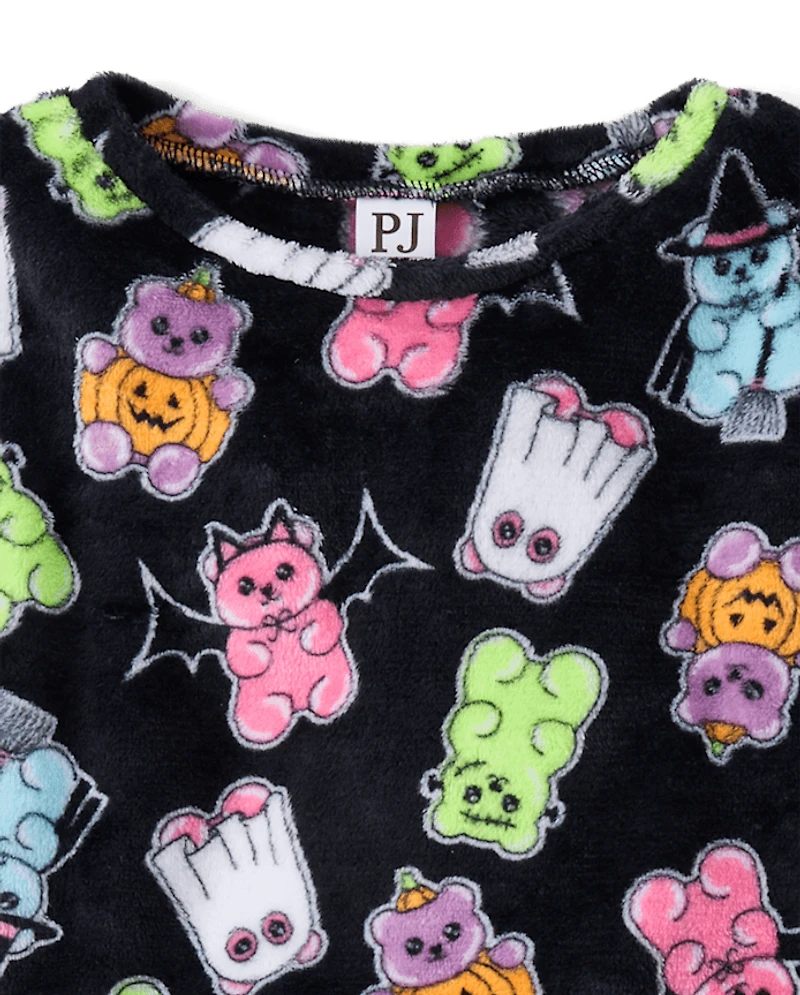 Girls Halloween Candy Bear Pajamas - Cozy Fleece