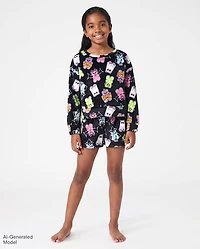 Girls Halloween Candy Bear Pajamas - Cozy Fleece