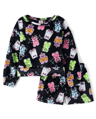 Girls Halloween Candy Bear Pajamas - Cozy Fleece