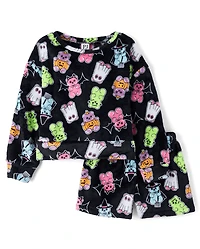 Girls Halloween Candy Bear Pajamas - Cozy Fleece