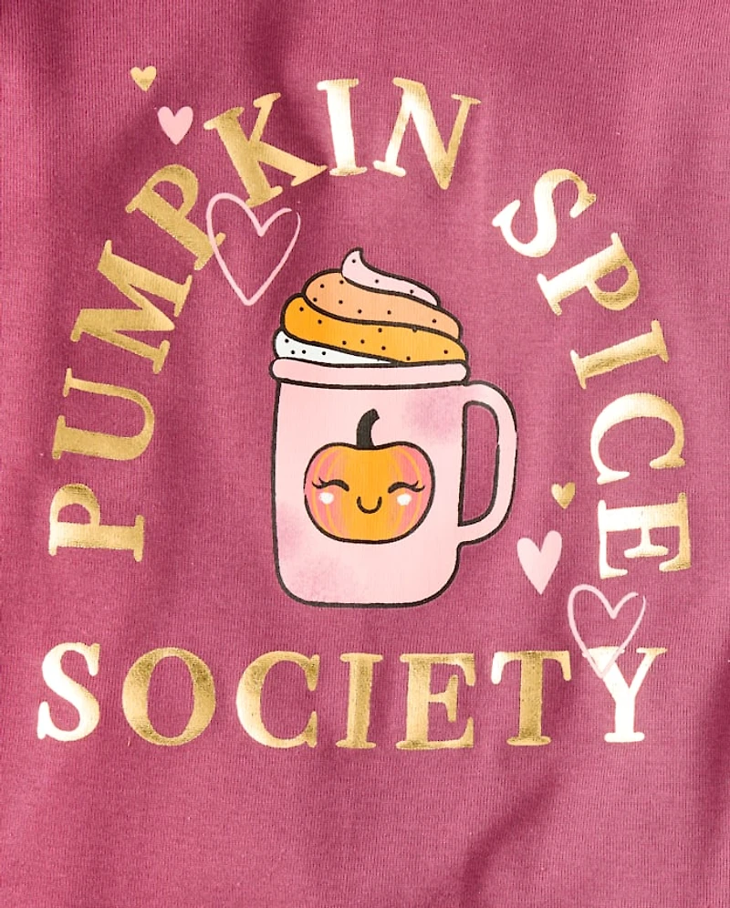 Girls Pumpkin Spice Snug Fit Cotton Pajamas