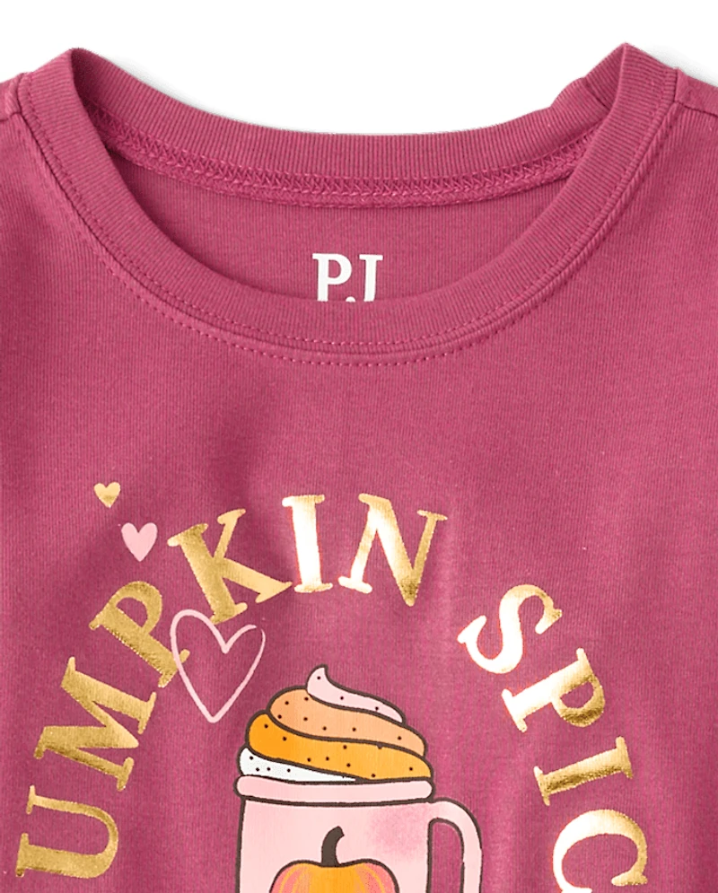 Girls Pumpkin Spice Snug Fit Cotton Pajamas