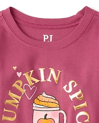 Girls Pumpkin Spice Snug Fit Cotton Pajamas