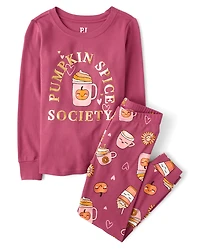 Girls Pumpkin Spice Snug Fit Cotton Pajamas