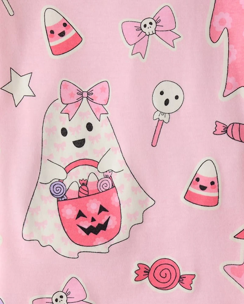 Girls Glow Ghost Snug Fit Cotton Pajamas