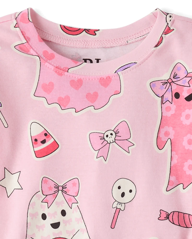 Girls Glow Ghost Snug Fit Cotton Pajamas