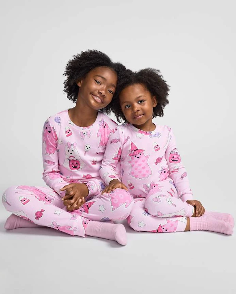 Girls Glow Ghost Snug Fit Cotton Pajamas